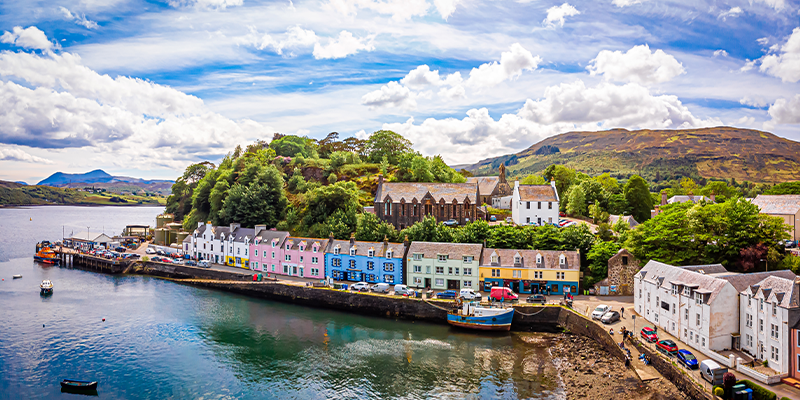 Aerial view of Portree, Isle of Skye, Scotland