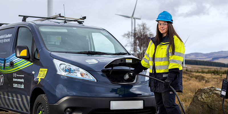 SSEN employee charging electric vehicle 