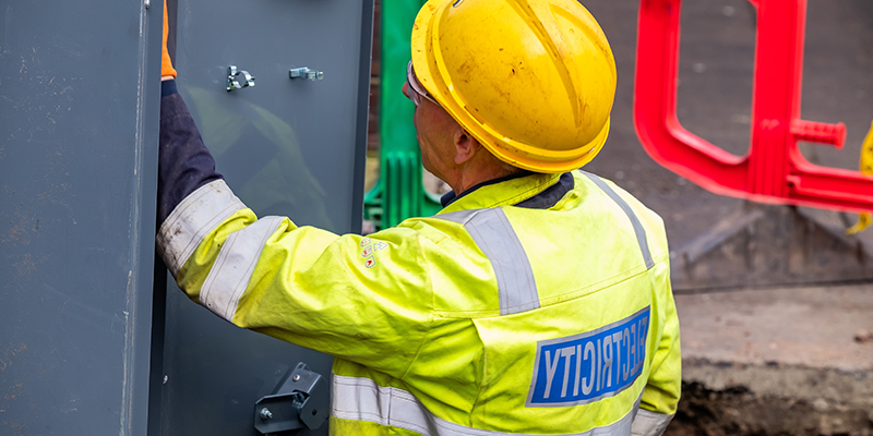 Engineer working on substation 